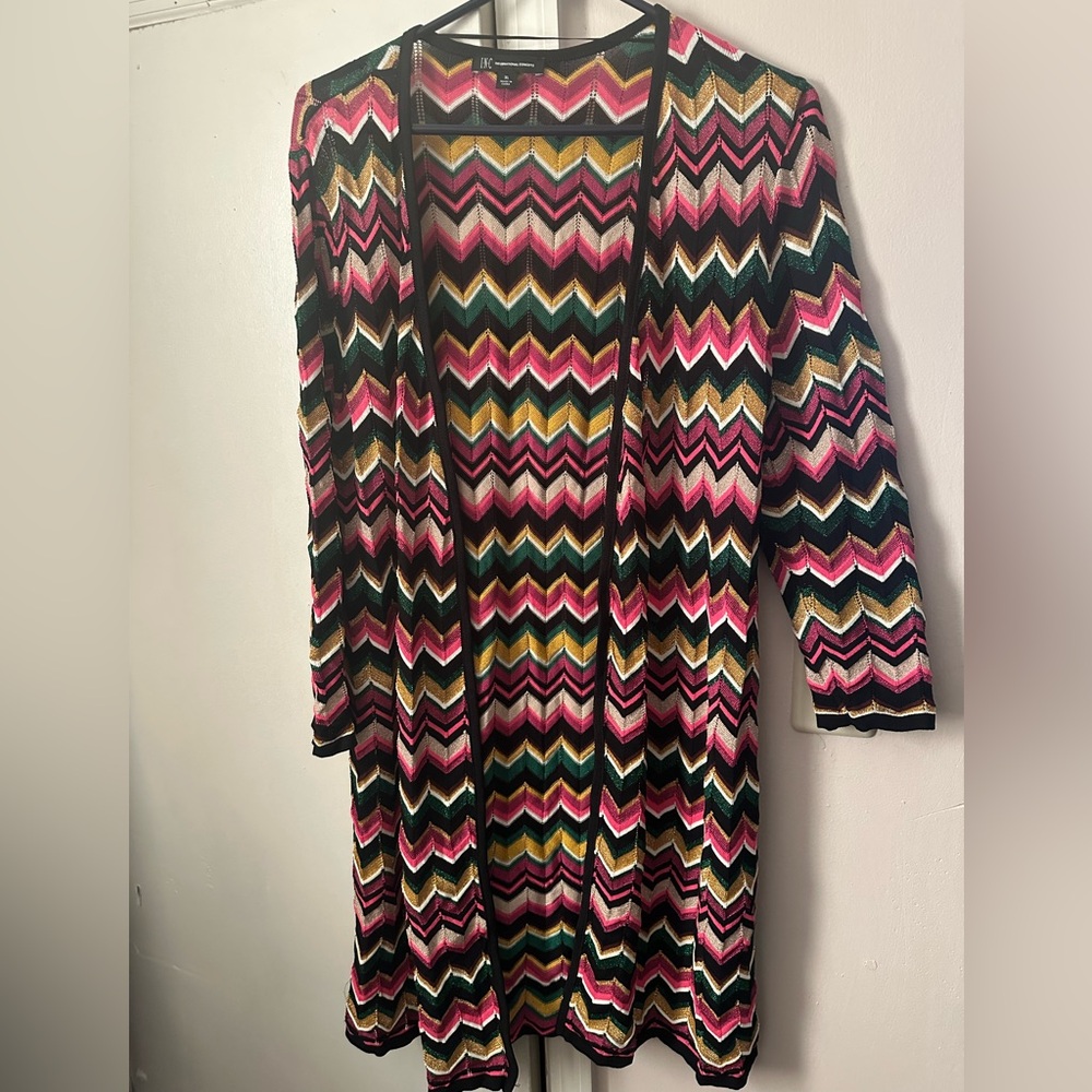 INC metallic zig zag open cardigan duster - Picture 5 of 5